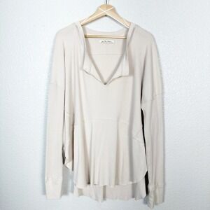 Free People We The Free XL Boho Monterey Waffle Knit Oversize Thermal Top Beige